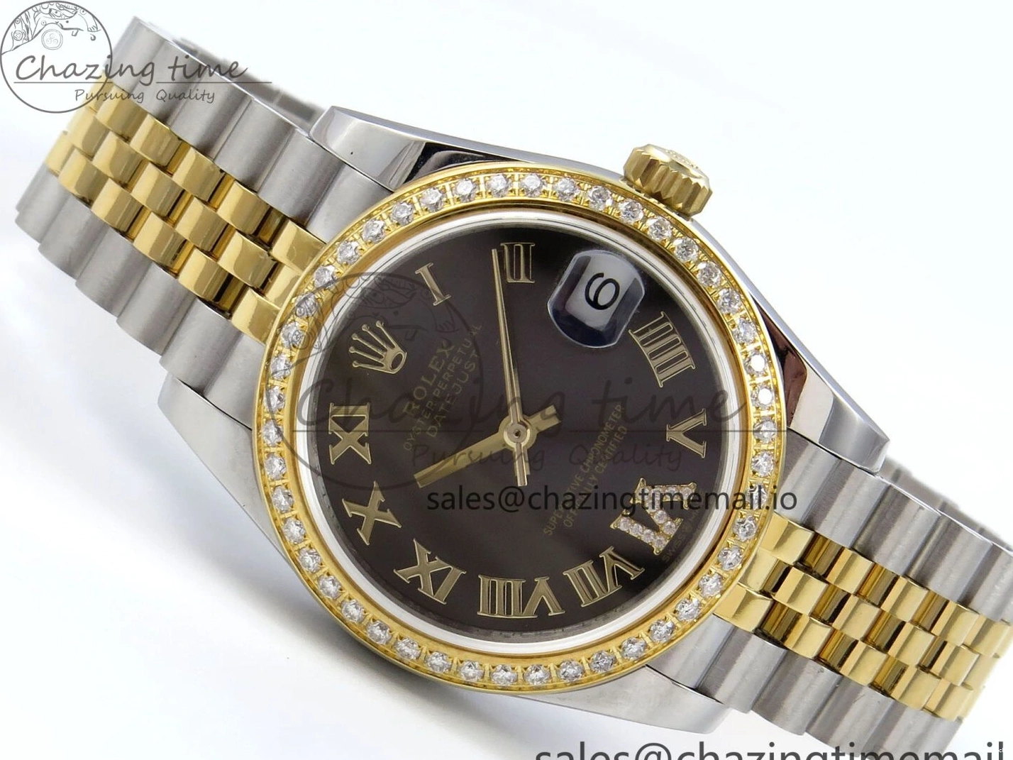 on SS YG DateJust 904L Steel Roman Jubilee Edition Diamonds HZ2236 Bracelet JARF 278383RBR Dial 1:1 Gray Best 31 0404